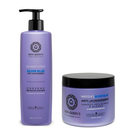 GAMME KÉRATINE & SILVER BLUE ANTI-JAUNISSEMENT : SOINS POUR CHEVEUX GRIS-BLANCS ET BLONDS – KERA QUEEN’S