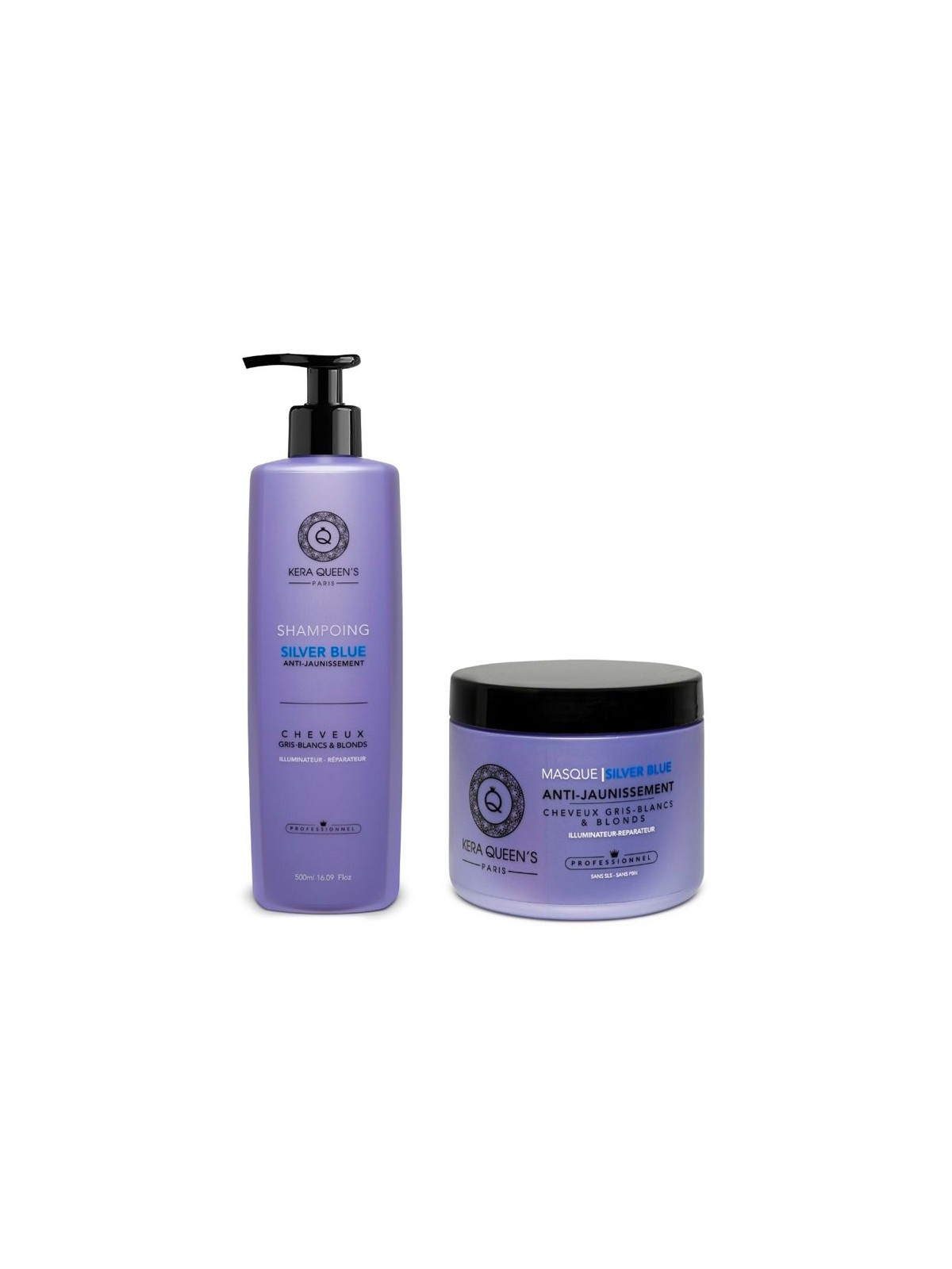 GAMME KÉRATINE & SILVER BLUE ANTI-JAUNISSEMENT : SOINS POUR CHEVEUX GRIS-BLANCS ET BLONDS – KERA QUEEN’S