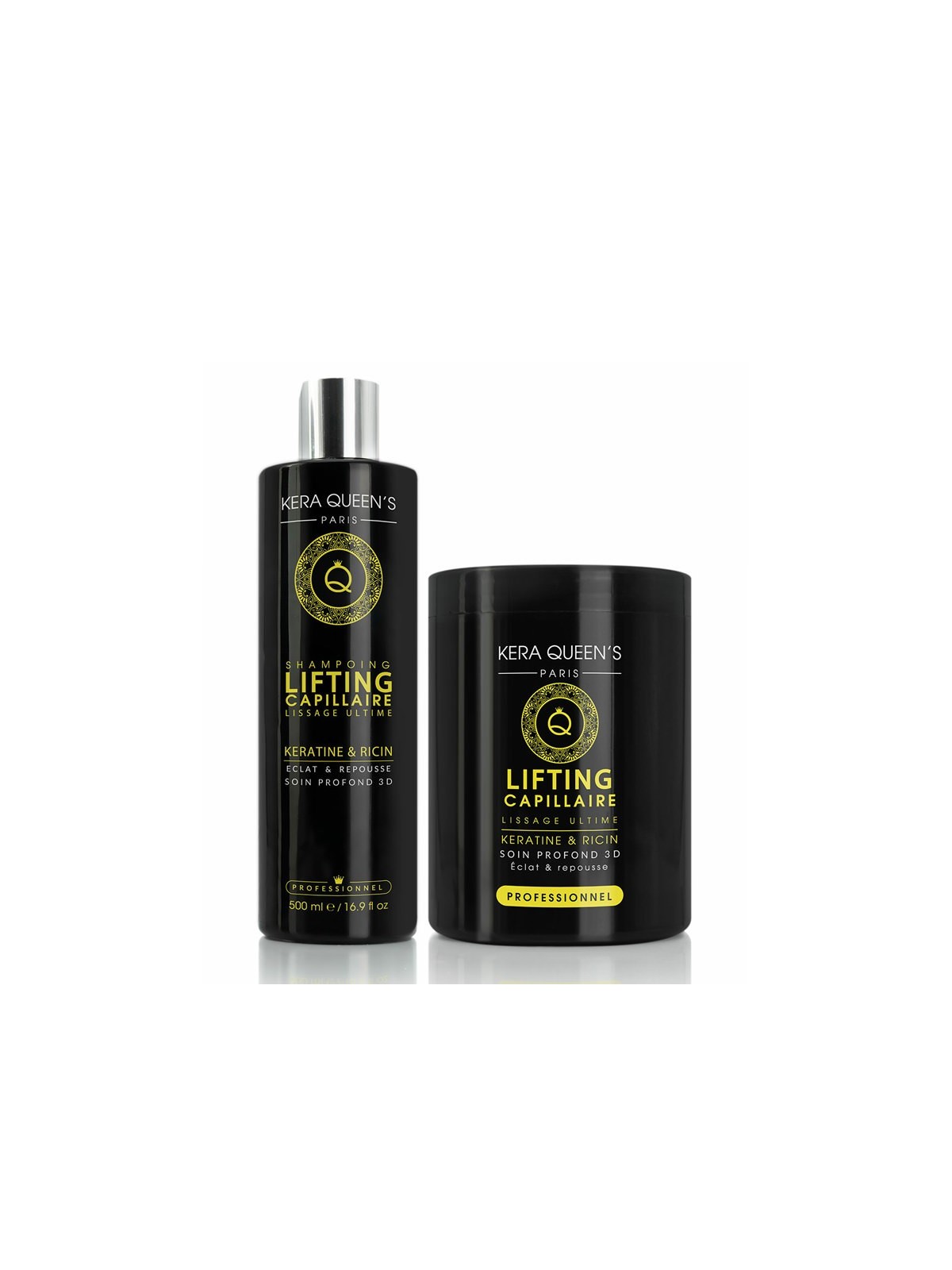 GAMME LIFTING KÉRATINE ET HUILE DE RICIN – SHAMPOING + SOIN – 500ML – KERA QUEEN’S
