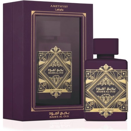 Bade’e Al Oud Amethyst Lattafa 100 ml Eau de Parfum mixte florale et ambrée inspirée Atomic Rose Initio
